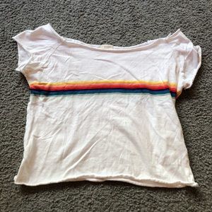 brandy melville white rainbow boat neck top